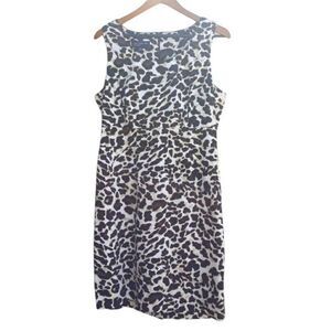 Jones New York Day To Night Leopard Scoop Neck Sleeveless Sheath Dress Sz 14‎